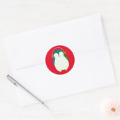 Autocollant rond classique MANCHOT EN ROUGE (Enveloppe)