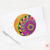 Autocollant rond classique Mandala orange et rose (Enveloppe)