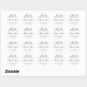 Autocollant rond classique Mariage aquarelle (Feuille)