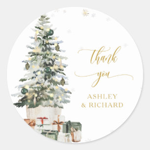 Autocollant Rond Classique Mariage Arbre de Noël