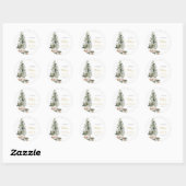 Autocollant Rond Classique Mariage Arbre de Noël (Feuille)