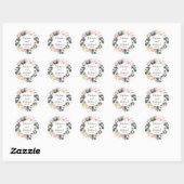 Autocollant Rond Classique Mariage Destination Tro (Feuille)