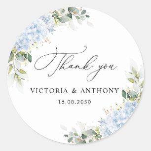Autocollant Rond Classique Mariage Floral Hydrange