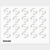 Autocollant Rond Classique Mariage Floral Hydrange (Feuille)