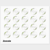 Autocollant Rond Classique Mariage Hydrangeas Élég (Feuille)
