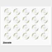 Autocollant Rond Classique Mariage Hydrangeas Élég (Feuille)
