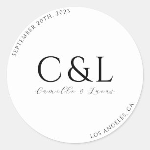 Autocollant rond classique mariage moderne et mini