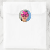 Autocollant rond classique Masque Rose (Sac)
