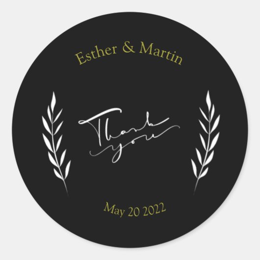 autocollant rond classique Merci (Devant)