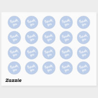 Autocollant Rond Classique Merci Bleu Ciel Doux