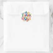 Autocollant Rond Classique Merci Coloré (Sac)