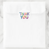 Autocollant rond classique Merci coloré (Sac)