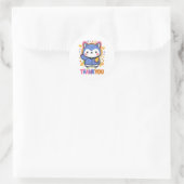 Autocollant rond classique Merci coloré (Sac)
