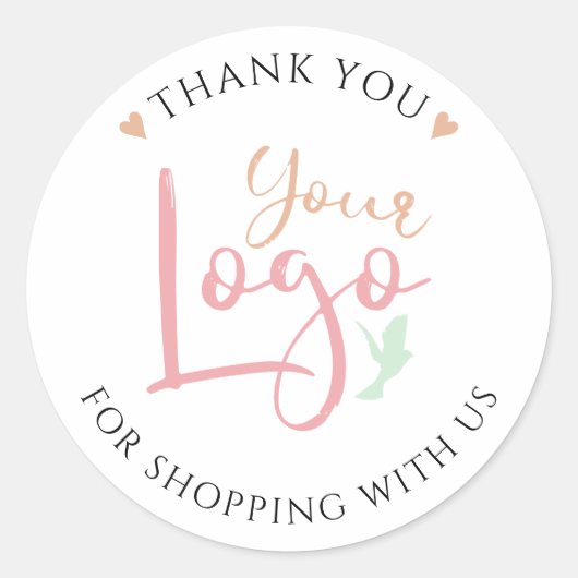 Autocollant rond classique Merci commercial person (Devant)