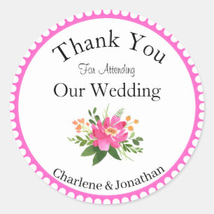 Autocollant rond classique Merci de mariage person