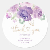 Autocollant rond classique merci floral violet (Devant)