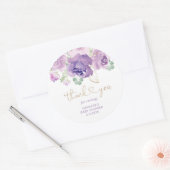 Autocollant rond classique merci floral violet (Enveloppe)