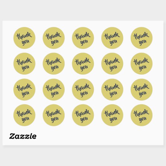 Autocollant Rond Classique Merci Jaune Chaud Douce (Feuille)