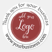 Autocollant rond classique Merci Logo élégant (Devant)