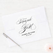 Autocollant Rond Classique Merci Noir Blanc (Enveloppe)