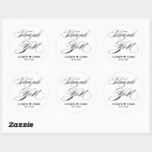 Autocollant Rond Classique Merci Noir Blanc (Feuille)