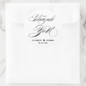 Autocollant Rond Classique Merci Noir Blanc (Sac)