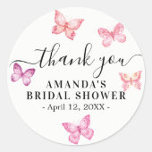 Autocollant rond classique Merci papillon pour fav (Devant)