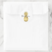 Autocollant rond classique Merci Pineapple Or (Sac)
