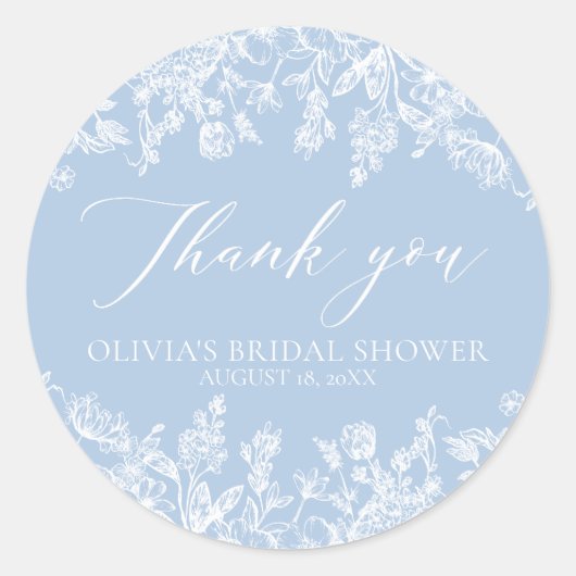 Autocollant Rond Classique Merci pour Baby Shower (Devant)