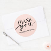 Autocollant Rond Classique Merci Rose Élégant (Enveloppe)