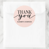 Autocollant Rond Classique Merci Rose Élégant (Sac)