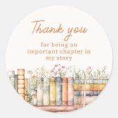 Autocollant rond classique Merci Thème Livre (Devant)