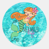 Autocollant rond classique Mermaid Life Redhead (Devant)
