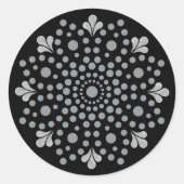 Autocollant rond classique Modèle de Mandala Flora (Devant)