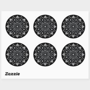 Autocollant rond classique Modèle de Mandala Flora