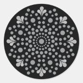 Autocollant rond classique Modèle de Mandala Flora (Devant)