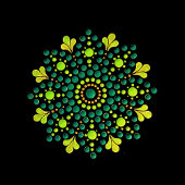 Autocollant rond classique Modèle de Mandala Flora