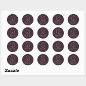 Autocollant Rond Classique Monogramme Noir Prune (Feuille)