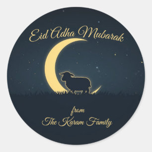 Autocollant rond classique musulman Eid Adha Mubar