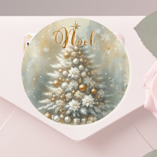 Autocollant rond classique Noël