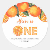 Autocollant rond classique orange mignon pour le p (Devant)