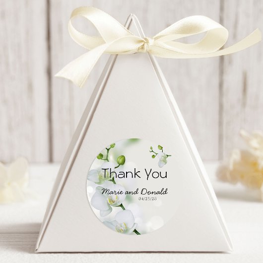 Autocollant Rond Classique Orchidée Élégante Douce