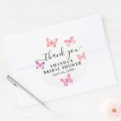 Autocollant rond classique papillon Merci (Enveloppe)