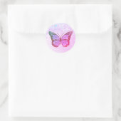 autocollant rond classique papillon violet (Sac)