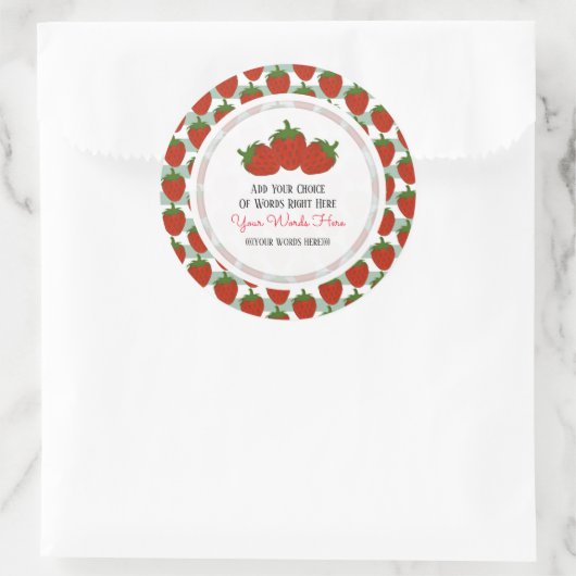 Autocollant rond classique personnalisé fraise (Sac)