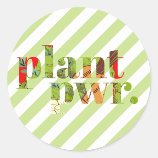Autocollant Rond Classique Plant Power (Devant)