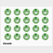 Autocollant rond classique portrait de lutin (Feuille)