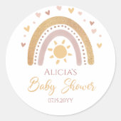 Autocollant rond classique pour Baby Shower arc-en (Devant)
