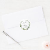Autocollant rond classique pour douche de mariée E (Enveloppe)