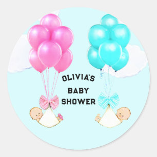 Autocollant rond classique pour la baby shower de